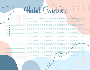 Habit Tracker. Monthly planner habit tracker template.