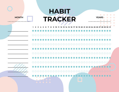Habit Tracker. Monthly planner habit tracker template.