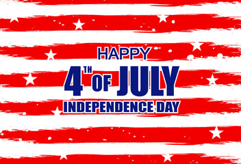 ็Happy 4th of July Independence day USA. Design with color tone american flag. vector.