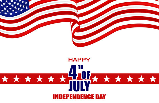 ็Happy 4th of July Independence day USA. Design with color tone american flag. vector.