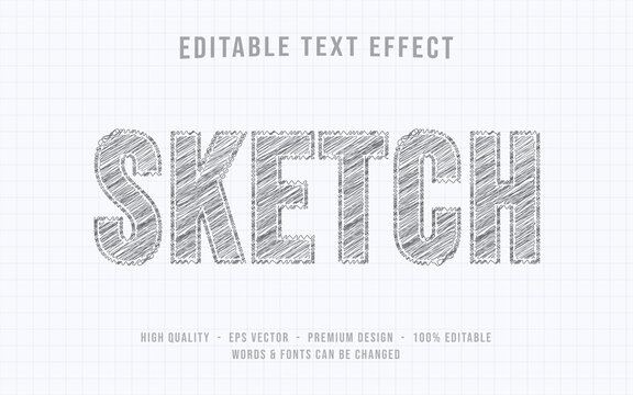 Sketch drawing text effect, Editable font style
