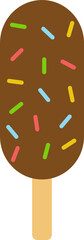 Ice cream on stick isolated on white background. Ice cream sweet refreshing summer illustration vector. Chocolate sprinkles ice cream popsicle 