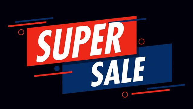Super Sale. Special offer discount shopping banner. Big sale online shopping. Motion graphic on a dark background