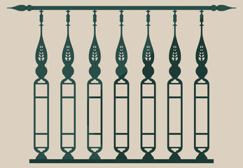 Fototapeta premium Vector mockup of forged architectural medieval fence