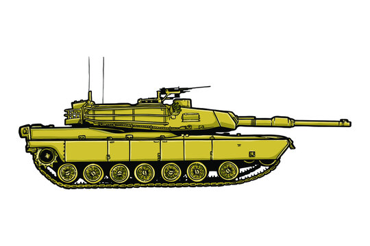 yellow tank side view on white clip art preview