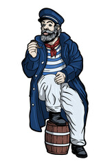  Bearded ship sailor with captain cap