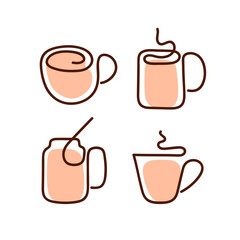 Set of line art coffee logo template