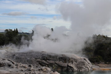 Hot water in maori village in Rotorua in australia.