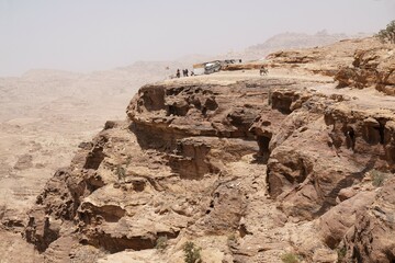 Wonderful mountain views on the Jordan Trail from Little Petra (Siq al-Barid) to Petra. Tent for...