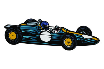  vintage racing car vector illustration - Hand drawn