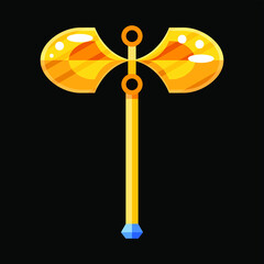 Abstract Flat Battleaxe Weapon War Logo Vector Design Style Icon Symbol Sign For Games