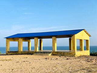 Abandoned architecture on the beach. Beautiful old architecture standing in the seashore of Manapad, Tamilnadu, India.