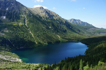 Fototapeta na wymiar Morskie Oko (Eye of the Sea) is the largest lake in the Tatra Mountains. Tatra National Park, Poland.