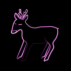 Fototapeta na wymiar Vector illustration of a roe deer with a neon effect.
