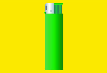 green lighter in profile on a yellow background