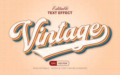 Fotobehang Retro compositie Vintage text effect style. Editable text effect.