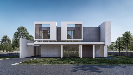 Fototapeta na wymiar 3D rendering illustration of modern house