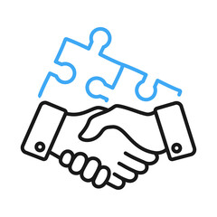 handshake icon, task relation line sign on white background. vector illustration