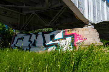 Under the bridge with graffitis in Szeged