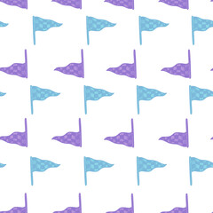 Race flag sketched seamless pattern. Vintage sport elements for drive hand drawn style.