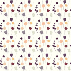 Seamless floral pastel pattern. Hand drawing, paper texture, pastel texture.