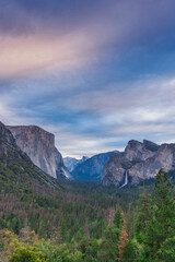 Long exposure of Yosemite National Park seen from the Tunnel View overlook
