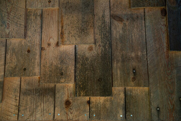 Wooden board background. Wooden boards with metal nails.