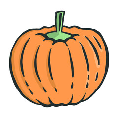 Orange pumpkin icon in a flat design on a white background