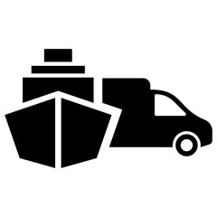 Shipping delivery symbol. Ship and truck mail delivery sign. illustration
