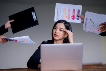 Businessman worried and stressed by his friends