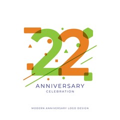 22 years anniversary celebration logo design template vector