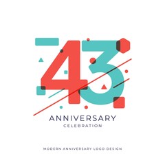 43 years anniversary celebration logo design template vector