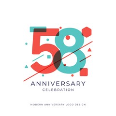 58 years anniversary celebration logo design template vector