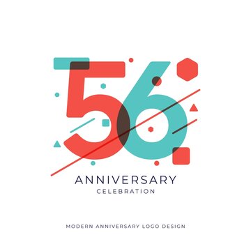 56 years anniversary celebration logo design template vector