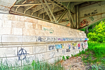 Under the bridge with graffitis in Szeged