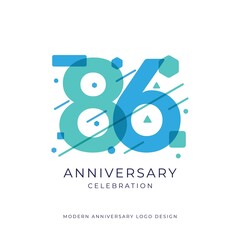 86 years anniversary celebration logo design template vector