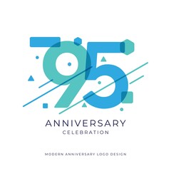 95 years anniversary celebration logo design template vector