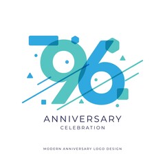 96 years anniversary celebration logo design template vector