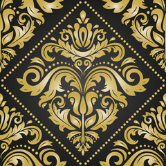 Orient classic pattern. Seamless abstract background with vintage elements. Orient background. Black and golden ornament for wallpaper and packaging