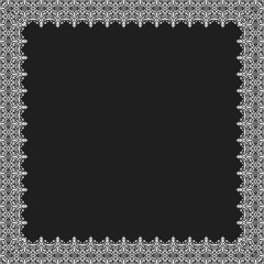 Classic square frame with arabesques and orient white elements. Abstract ornament with place for text. Vintage pattern