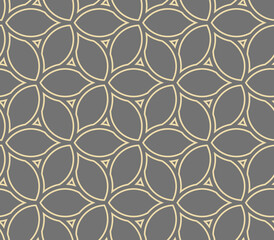 Seamless ornament. Modern background with golden leaves. Geometric modern pattern