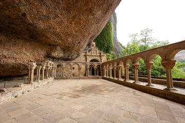 cloister of the Royal Monastery of San Juan de la Peña,  Botaya, province of Huesca, Aragon, Spain