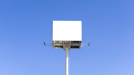 Blank square sign mockup in the urban environment on the street, empty space