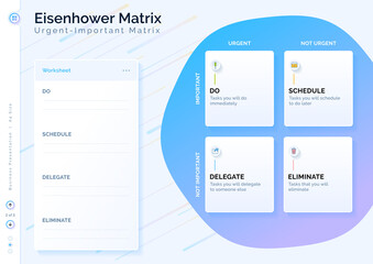 Eisenhower Matrix, urgent important matrix, Prioritize task, Task Management, Project Management, Process infographics