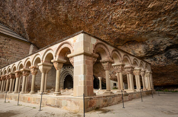 cloister of the Royal Monastery of San Juan de la Peña, Botaya, province of Huesca, Aragon, Spain