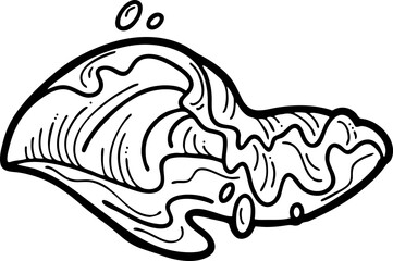 Sea wave, powerful splash energy of nature. Nautical ocean theme with ocean storm, summer holiday. For surfing and sailing decoration element. Hand drawn vector illustration. Cartoon style drawing.