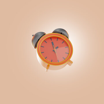 3d rendering, clock icon, alarm clock