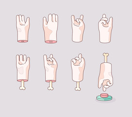 vector set of cartoon character hands
