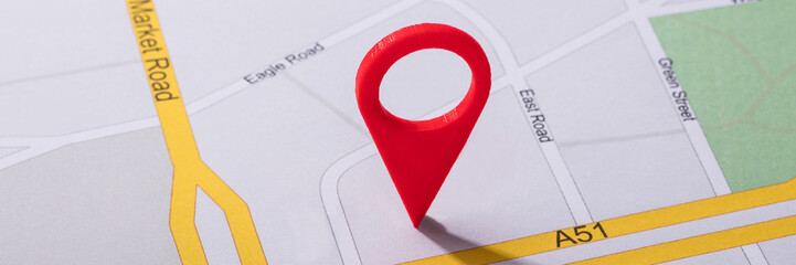 Navigation Map With Red Pin Pointer