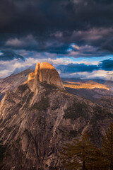 Half Dome in Yosemite National Park in the evening